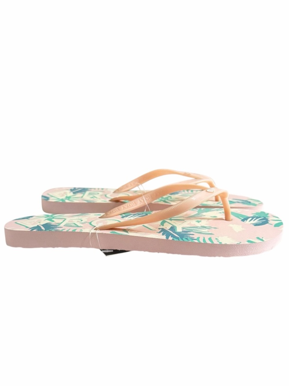 Roxy Melon III Pink Tropical Palm Flip Flops Size 9 - Picture 2 of 5